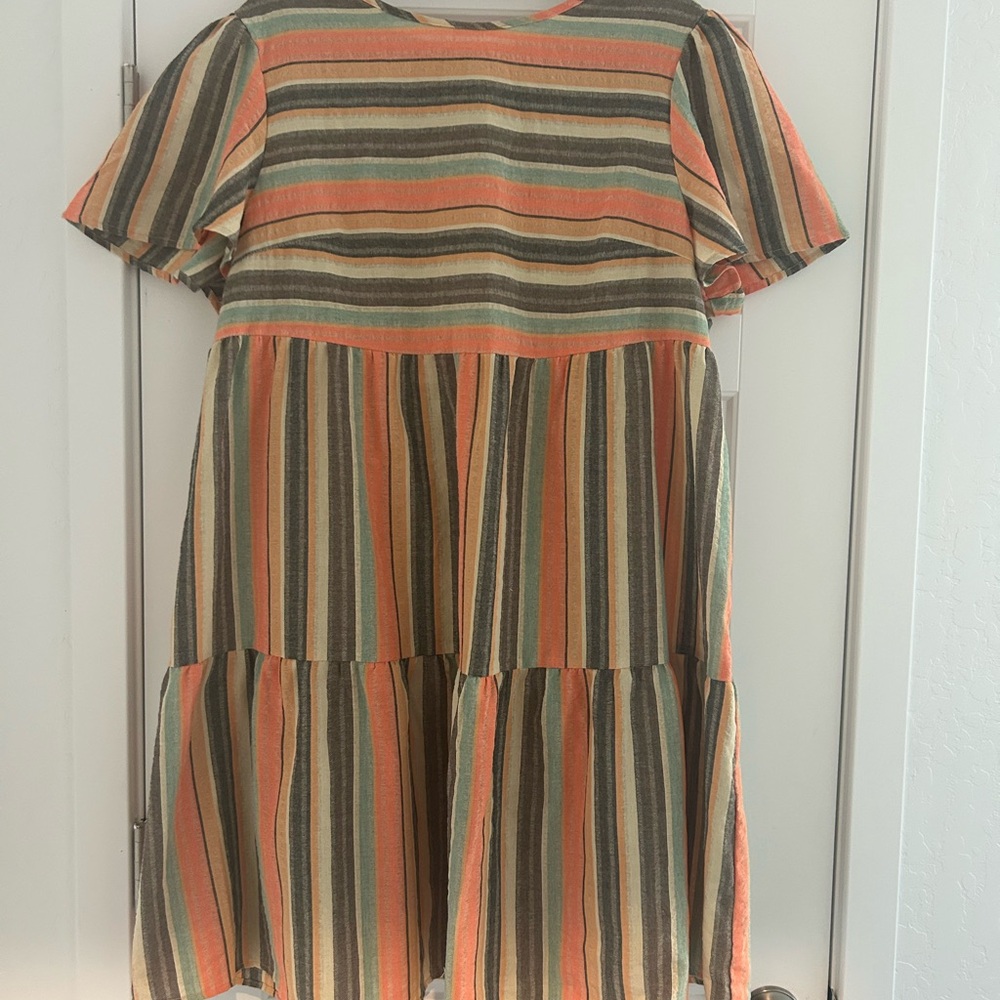 Striped Multicolor Women’s Tier Dress Plus Size 2X